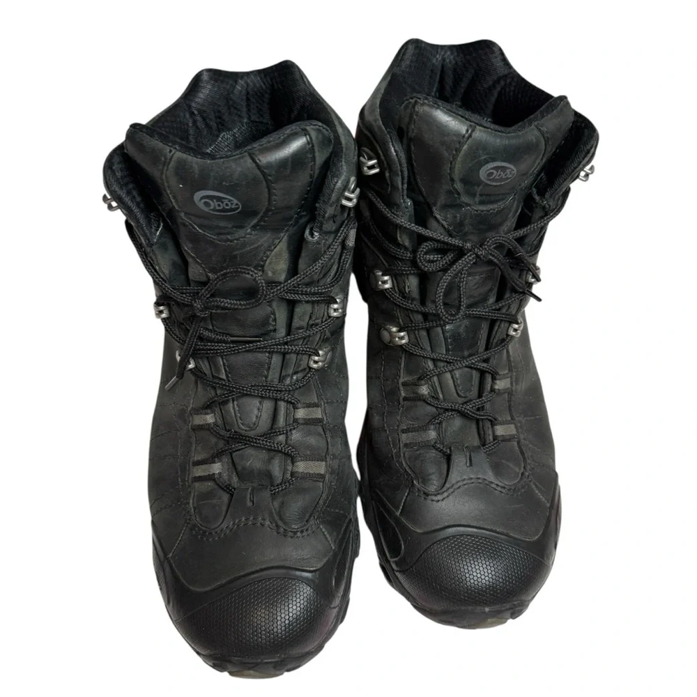 Oboz Bridger Men’s SZ 11.5 Dry Waterproof Black Leather Hiking Boots Shoes Walk